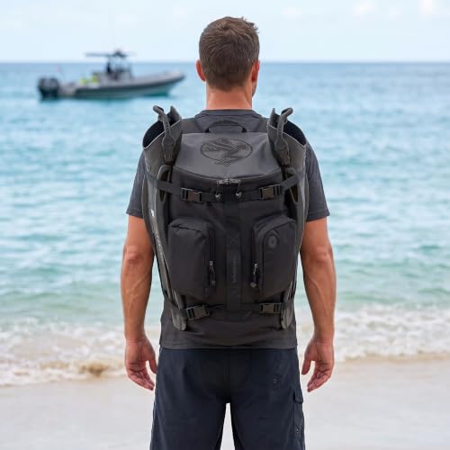 AKONA Black Globetrotter 58L Dive Travel Backpack for Scuba & Snorkeling Gear