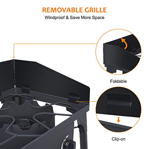 Camplux 260,000 BTU Heavy Duty 2-Burner Propane Camping Stove for Outdoor Cooking