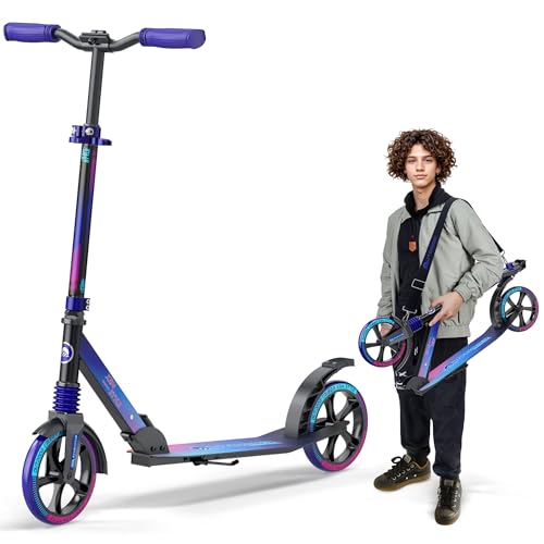 Outdoor Cruiser Foldable Kick Scooter for Kids Adults Blue & Black 8-Inch Wheels
