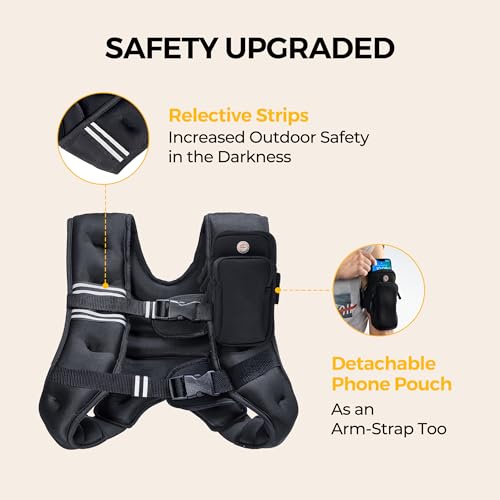 25 lb Weighted Vest for Men & Women - Reflective Stripe, Adjustable, Body Weight Workout Equipment