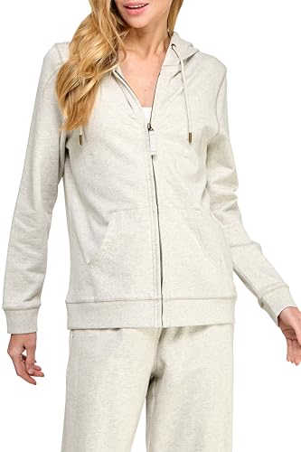 Women's Heavyweight Organic Cotton Zip Hoodie - Melange Oatmeal, Medium