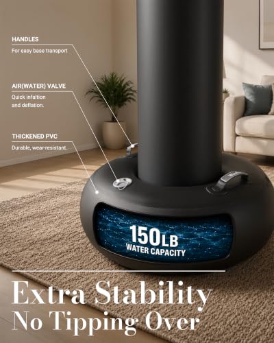 Black 70'' Inflatable Punching Bag with Stand - Freestanding Boxing Bag