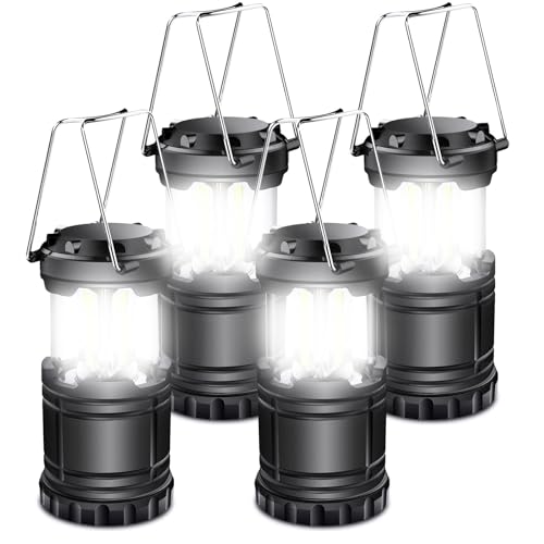 4 Pack LED Camping Lanterns - Waterproof Battery-Powered Emergency Lights
