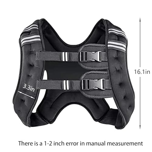 Black 16 lbs Weighted Vest for Men & Women with Reflective Strips & Adjustable Straps