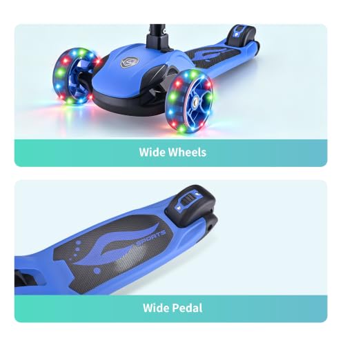 Kids 2-in-1 Folding Scooter - Blue, Adjustable Height & Safety Lock (Variation 1003-1A-Blue)