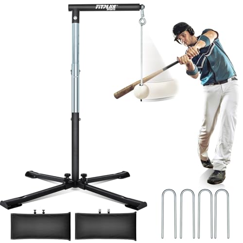Adjustable Baseball Batting Tee with Tethered Ball for Solo Practice