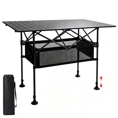 Damei Century Large Black Folding Camping Table 46.45x25.6in Adjustable Height