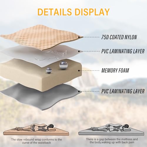 M KARMATER Tawny SUV Air Mattress with Air Pump - Insulated 2-Person Camping Bed, Memory Foam, 9.0 R-Value