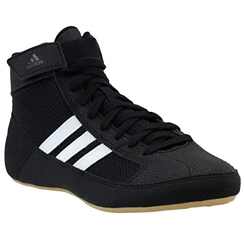 adidas Men's HVC 2 Wrestling Shoes 9.5 Black White - Athletic Wrestling Footwear