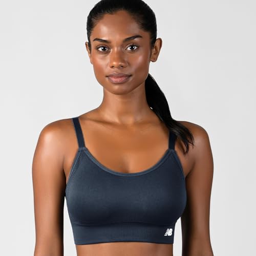 Women's Sports Bras 3 Pack - Medium Impact Seamless Cami with Removable Pads - Navy, Blue, Grey