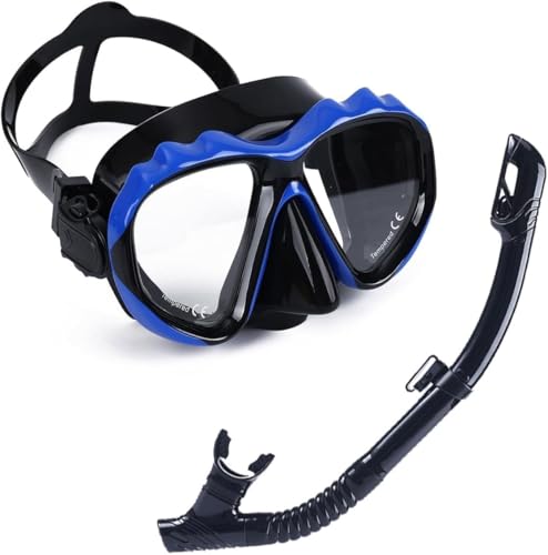 Adult Snorkel Mask with Magnifying Lenses - Tempered Glass, Anti-Fog, Comfortable Fit