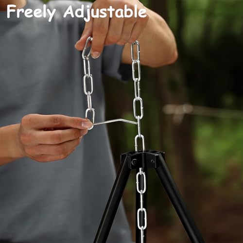 Camping Tripod for Cooking with Adjustable Height and Chain - Durable Aluminum Alloy