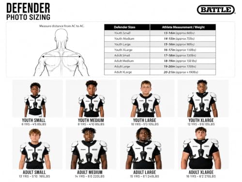 Adult Medium Football Shoulder Pads - White, Battle Sports Defender
