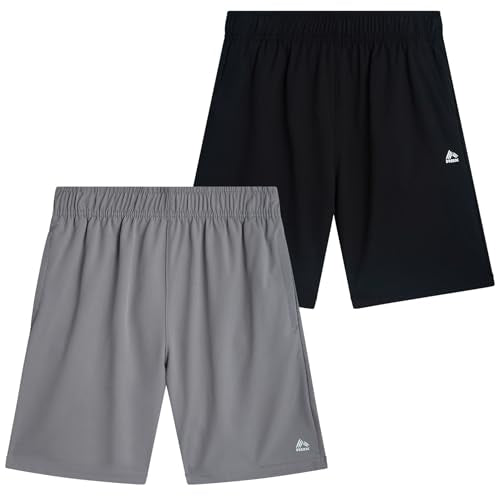 Kids Woven Basketball Shorts 14-16 Black - Breathable Performance, 2 Pack