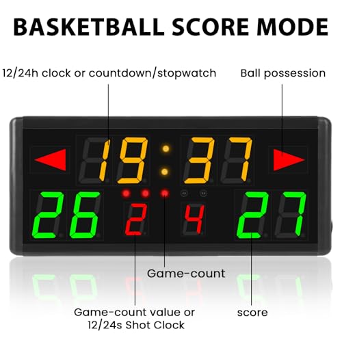 Large Digital Scoreboard with Remote & Tripod - Basketball, Football & More