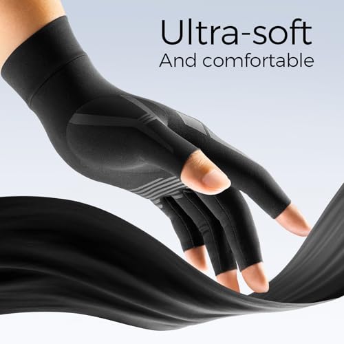 Men's M-Pair Matte Black Compression Arthritis Gloves for Hand Pain Relief