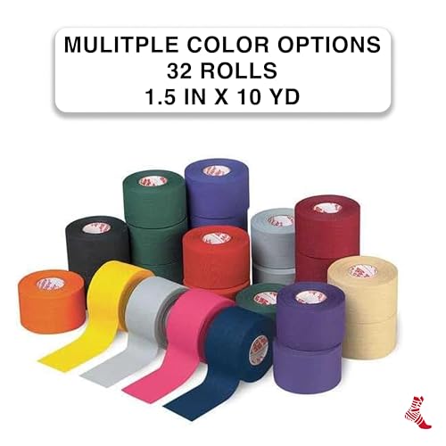 White Athletic Tape Roll - 1.5 inch x 10 yards, Pack of 32, Easy Tear, Support & Injury Prevention