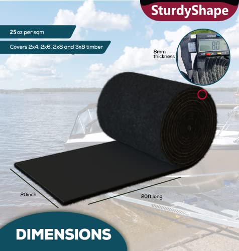 SturdyShape Premium Boat Trailer Bunk Carpet Kit 20ft x 20in, Marine Grade, Black – Variation 2