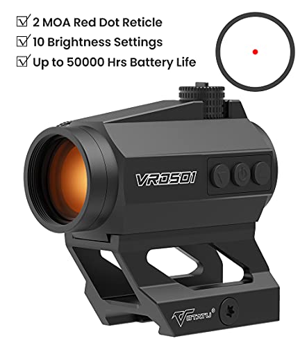 VOTATU Matte Black Red Dot Sight VRD501 Auto Off & Motion Wakeup Co-Witness Mount