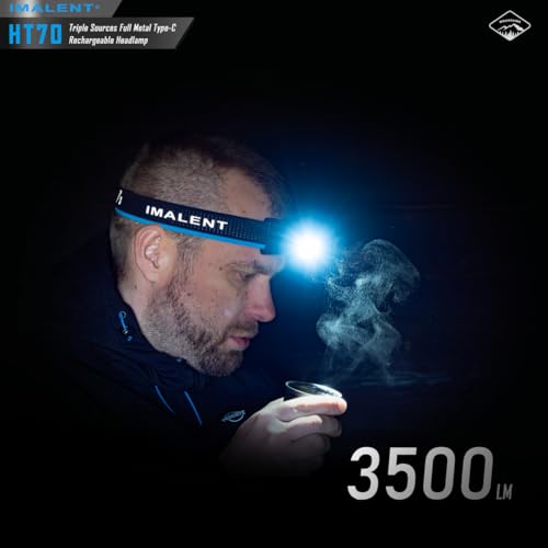IMALENT HT70 Rechargeable Headlamp 3500 Lumens Waterproof USB-C Head Torch