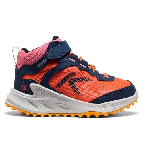 KEEN Kids Zionic Mid Height Waterproof Hiking Boots - Naval Academy/Nasturtium, Big Kid