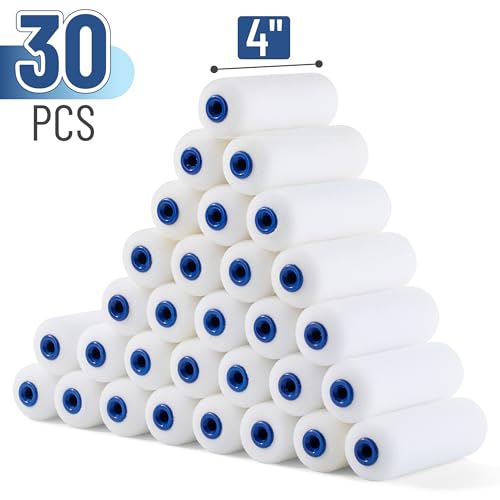 4-Inch Foam Paint Roller Covers Bulk Pack of 30 for Walls & Surfaces