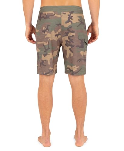 Hurley Men's Phantom 4-Way Stretch Boardshorts 9" Inseam, 20" Outseam, Quick Dry, Olive Camo Cargo - 36