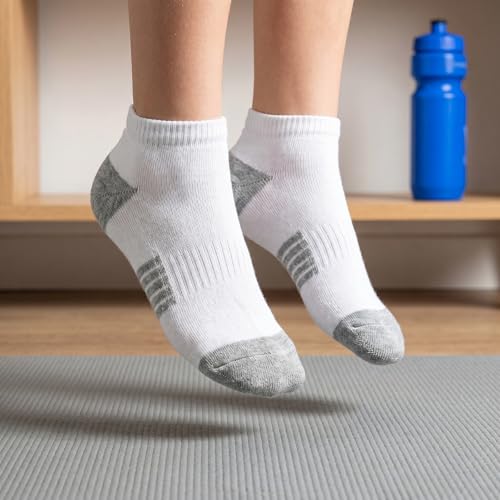 Kids 20 Pairs Boys Low Cut Ankle Socks - Breathable Athletic Crew Socks, Multicolor, 9-12 Years