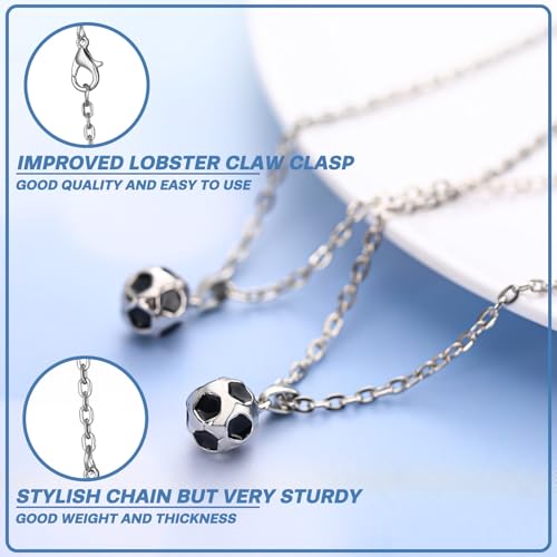 Soccer Ball Necklaces 12 Pcs 3D Sports Pendant Team Gifts Silver