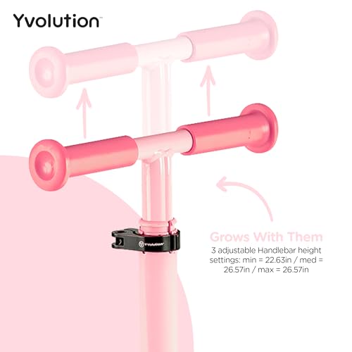 Pink Yvolution Y Glider Air Scooter for Kids, 3 Wheel Adjustable Lean-to-Steer
