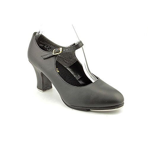 Women's Tap Shoes - Black 8.5 Manhattan Xtreme Leather Tap Shoe with Non-Slip Heel