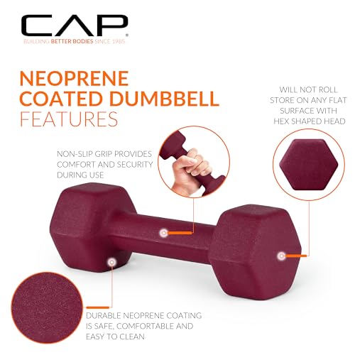 CAP 100 lb Neoprene Dumbbell Set with Rack - Color Series, 5 Pairs