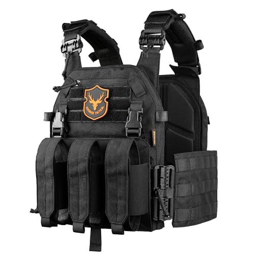 Adjustable Tactical Airsoft Vest with Molle System for Men - Black