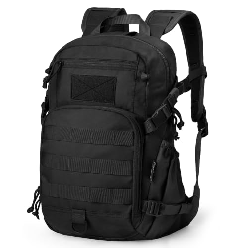 Small Tactical Backpack with Molle System - Black 15L Hiking & Cycling Pack