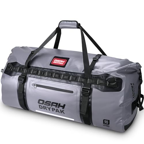 OSAH DRYPAK Waterproof Roll-Top Duffel Bag Grey 90L Heavy Duty Outdoor Travel Bag
