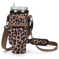 Water Bottle Carrier Bag for Stanley 40oz with Phone Pockets - Leopard