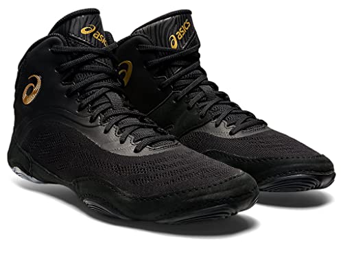 ASICS Men's Split Elite Wrestling Shoes - Black & Pure Gold, Size 8