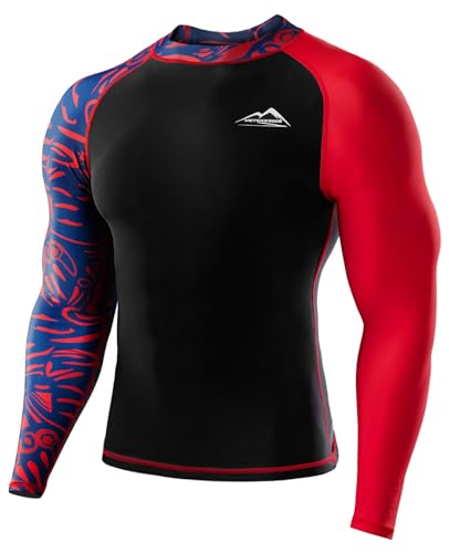 X-Large Men's UPF 50+ Long Sleeve Rash Guard Compression Athletic Shirt
