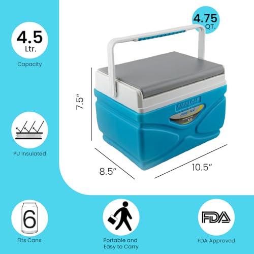 Portable Picnic Cooler 4.5L Hard Cooler Keeps Food Cold 48H Sky Blue