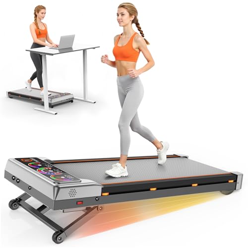 Trisomy Silver Auto Incline Under Desk Treadmill 15% 12-Level, Bluetooth & RGB Screen