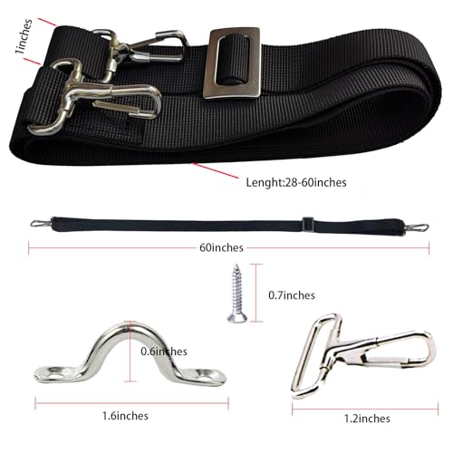 Adjustable Marine Bimini Top Straps - Stainless Steel Tie Down Webbing for Boat Cover