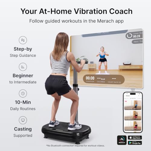 MERACH Vibration Plate Exercise Machine with Handle - Black, 330 lbs Capacity