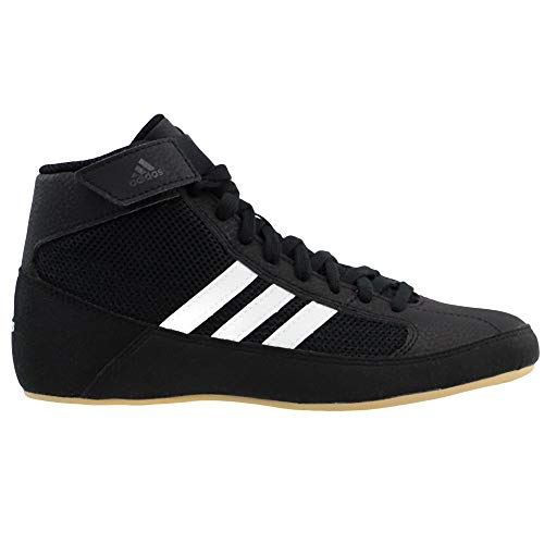 adidas Men's HVC 2 Wrestling Shoes 9.5 Black White - Athletic Wrestling Footwear
