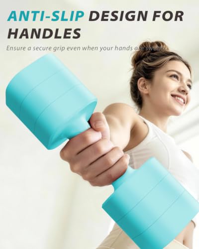 Ragebby 20lb Adjustable Dumbbell Set - Mint Blue, Fast Locking Weights for Home Workout