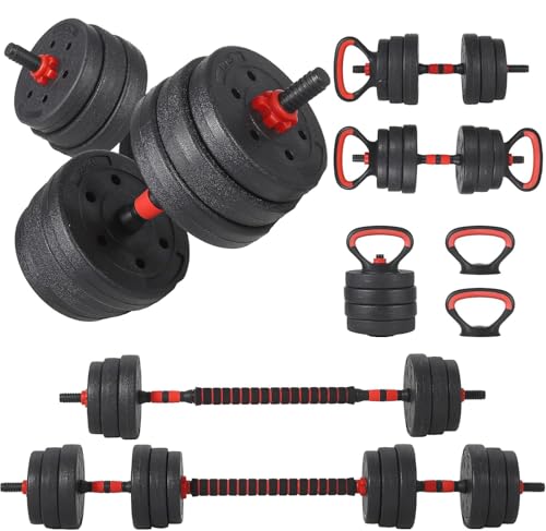 Red 45lb Adjustable Dumbbell Set with Connector for Home Gym - Multi-Functional Fitness Equipment for Men & Women