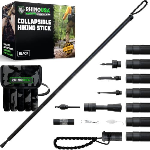 Black Rhino USA Survival Hiking Stick Multi-Tool Walking Staff for Camping & Trekking