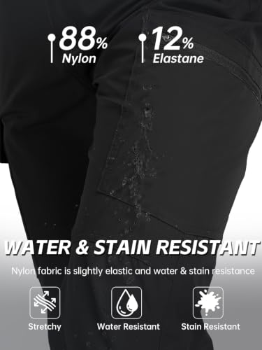 Men's Water Resistant Quick Dry Cargo Pants - Dark Grey 34 - Outdoor Hiking & Camping Apparel