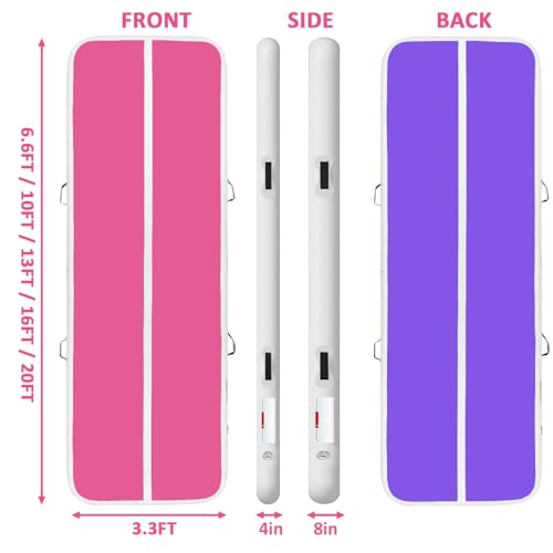 CZGBRO 10ft x 3.3ft x 4in Pink Air Gymnastics Tumble Track with Electric Pump