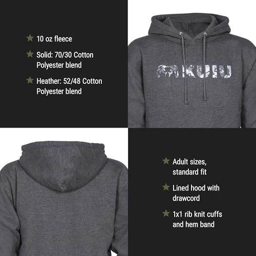 Heavyweight Cotton-Poly Hoodie with Logo - Charcoal Large
