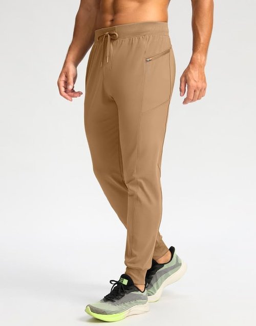 G Gradual Men's Joggers - Stretch Tapered Athletic Pants with Zipper Pockets for Gym & Running